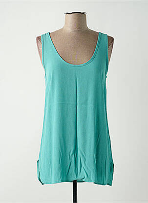 Top coupe fluide sans manche bleu LAUREN VIDAL femme
