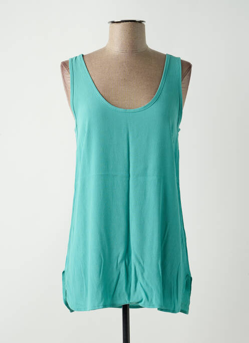 Top coupe fluide sans manche bleu LAUREN VIDAL femme