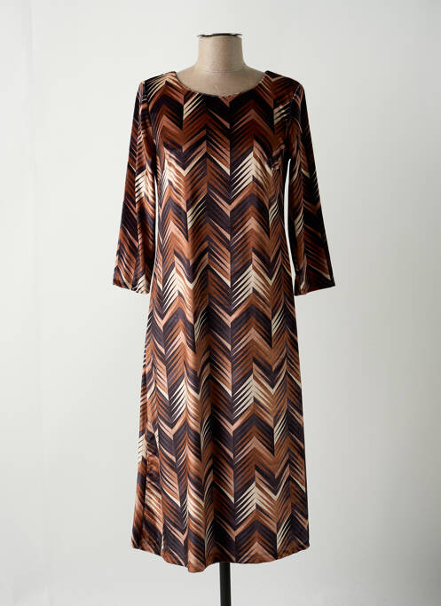 Robe mi-longue marron LAUREN VIDAL pour femme