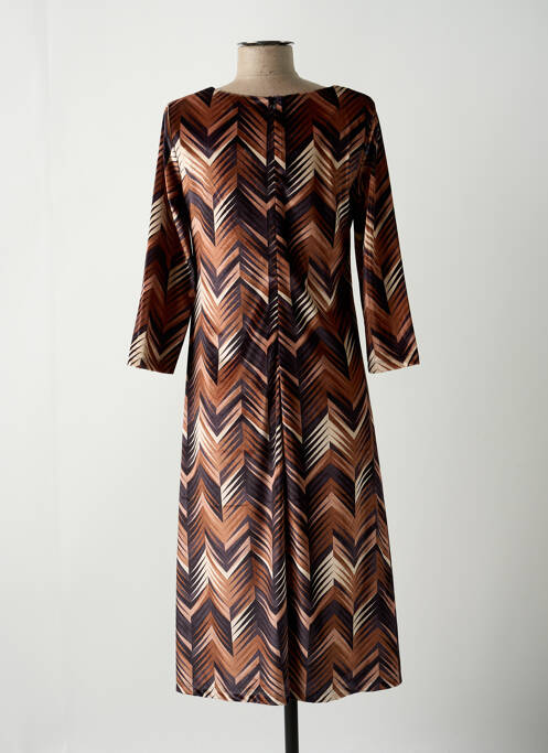 Robe mi-longue marron LAUREN VIDAL pour femme
