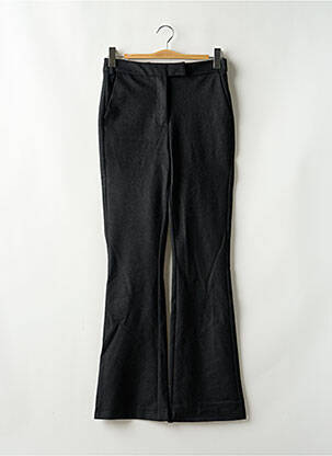 Pantalon droit fermeture zippée sous rabat avec crochet gris LAUREN VIDAL femme
