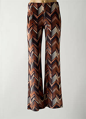 Pantalon flare taille élastique marron LAUREN VIDAL femme