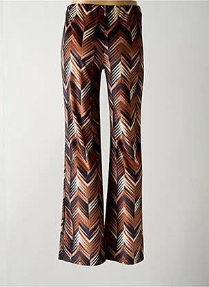 Pantalon flare taille élastique marron LAUREN VIDAL femme