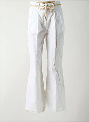 Pantalon flare fermeture zippée sous rabat boutonné blanc RINASCIMENTO femme