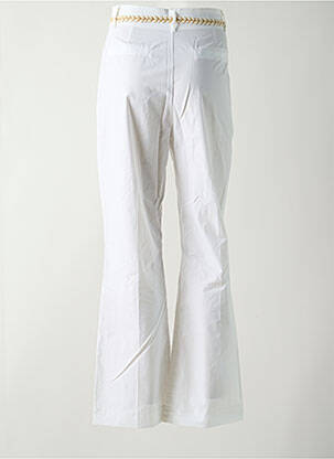 Pantalon flare fermeture zippée sous rabat boutonné blanc RINASCIMENTO femme