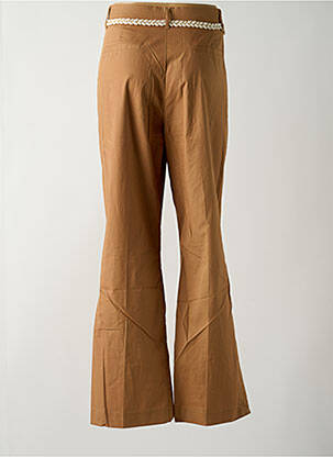 Pantalon flare fermeture zippée sous rabat boutonné marron RINASCIMENTO femme