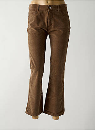Pantalon 7/8 fermeture zippée sous rabat boutonné marron LAUREN VIDAL femme