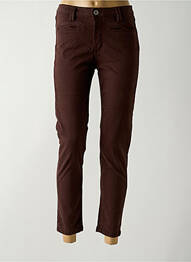 Pantalon 7/8 fermeture zippée sous rabat boutonné marron DENIM STUDIO femme
