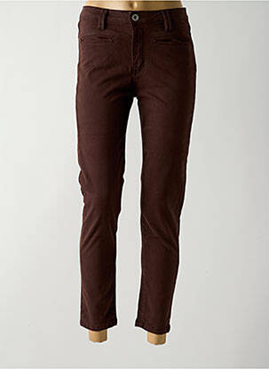 Pantalon 7/8 fermeture zippée sous rabat boutonné marron DENIM STUDIO femme