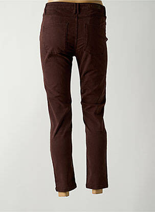 Pantalon 7/8 fermeture zippée sous rabat boutonné marron DENIM STUDIO femme
