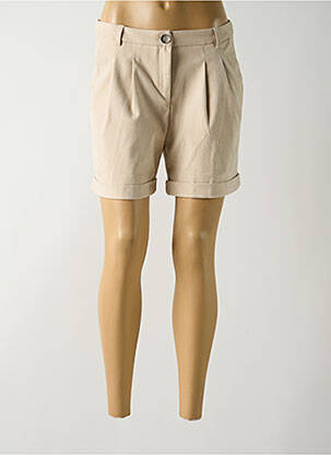 Short fermeture zippée sous rabat boutonné beige EVA KAYAN femme