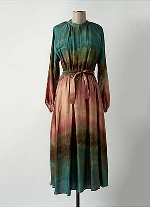 Robe longue manches longues manches longues vert DIXIE femme