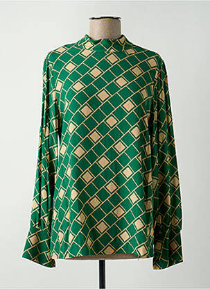 Blouse fermeture boutonnée au dos manches longues vert DIXIE femme