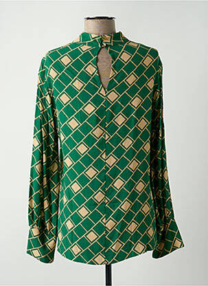 Blouse fermeture boutonnée au dos manches longues vert DIXIE femme