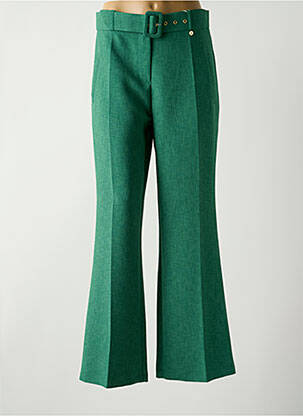 Pantalon droit fermeture zippée sous rabat boutonné taille normale vert DANIELA femme