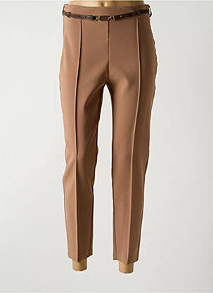 Pantalon 7/8 tissage popeline taille normale marron RINASCIMENTO femme