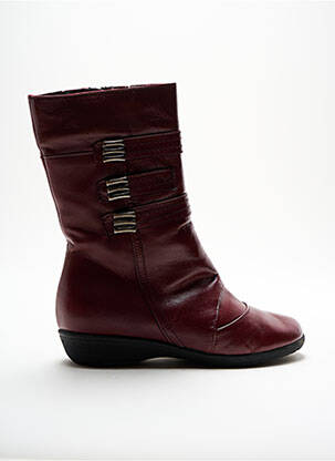 Bottes matière lisse talon plat jusqu'à 3cm rouge SAIMON femme