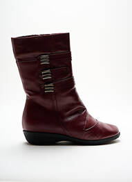 Bottes matière lisse talon plat jusqu'à 3cm rouge SAIMON femme