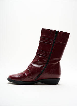 Bottes matière lisse talon plat jusqu'à 3cm rouge SAIMON femme
