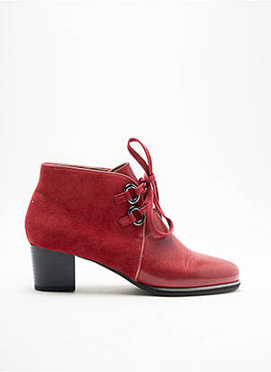 Bottines/boots matière lisse talon plat jusqu'à 3cm rouge SWEET femme