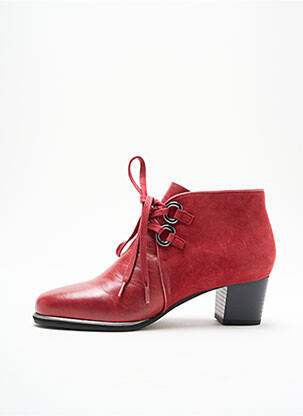 Bottines/boots matière lisse talon plat jusqu'à 3cm rouge SWEET femme