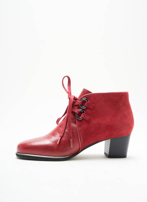 Bottines/boots matière lisse talon plat jusqu'à 3cm rouge SWEET femme