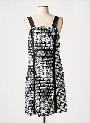 Robe mi-longue imprimé fantaisie fines bretelles noir L33 femme