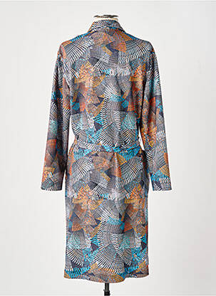 Robe mi-longue imprimé fantaisie manches longues bleu GUY DUBOUIS femme
