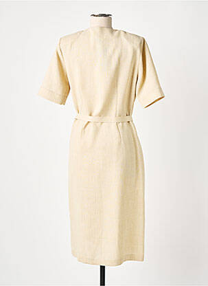 Robe mi-longue tissage crêpe manches courtes beige GUY DUBOUIS femme