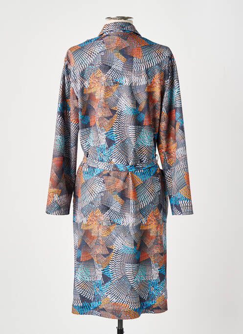 Robe mi-longue imprimé fantaisie manches longues bleu GUY DUBOUIS femme