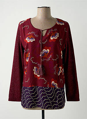 Tunique manches longues col rond rouge GRIFFON femme