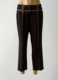 Pantalon 7/8 fermeture zippée sous rabat boutonné taille normale marron LISA CHESNAY femme
