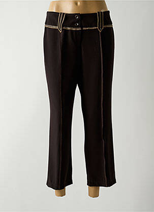 Pantalon 7/8 fermeture zippée sous rabat boutonné taille normale marron LISA CHESNAY femme