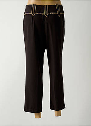 Pantalon 7/8 fermeture zippée sous rabat boutonné taille normale marron LISA CHESNAY femme