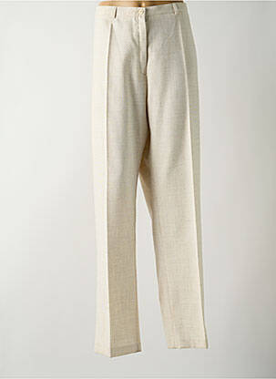 Pantalon droit fermeture zippée sous rabat boutonné taille normale beige GUY DUBOUIS femme