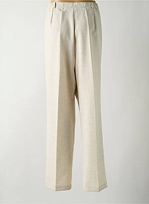 Pantalon droit fermeture zippée sous rabat boutonné taille normale beige GUY DUBOUIS femme