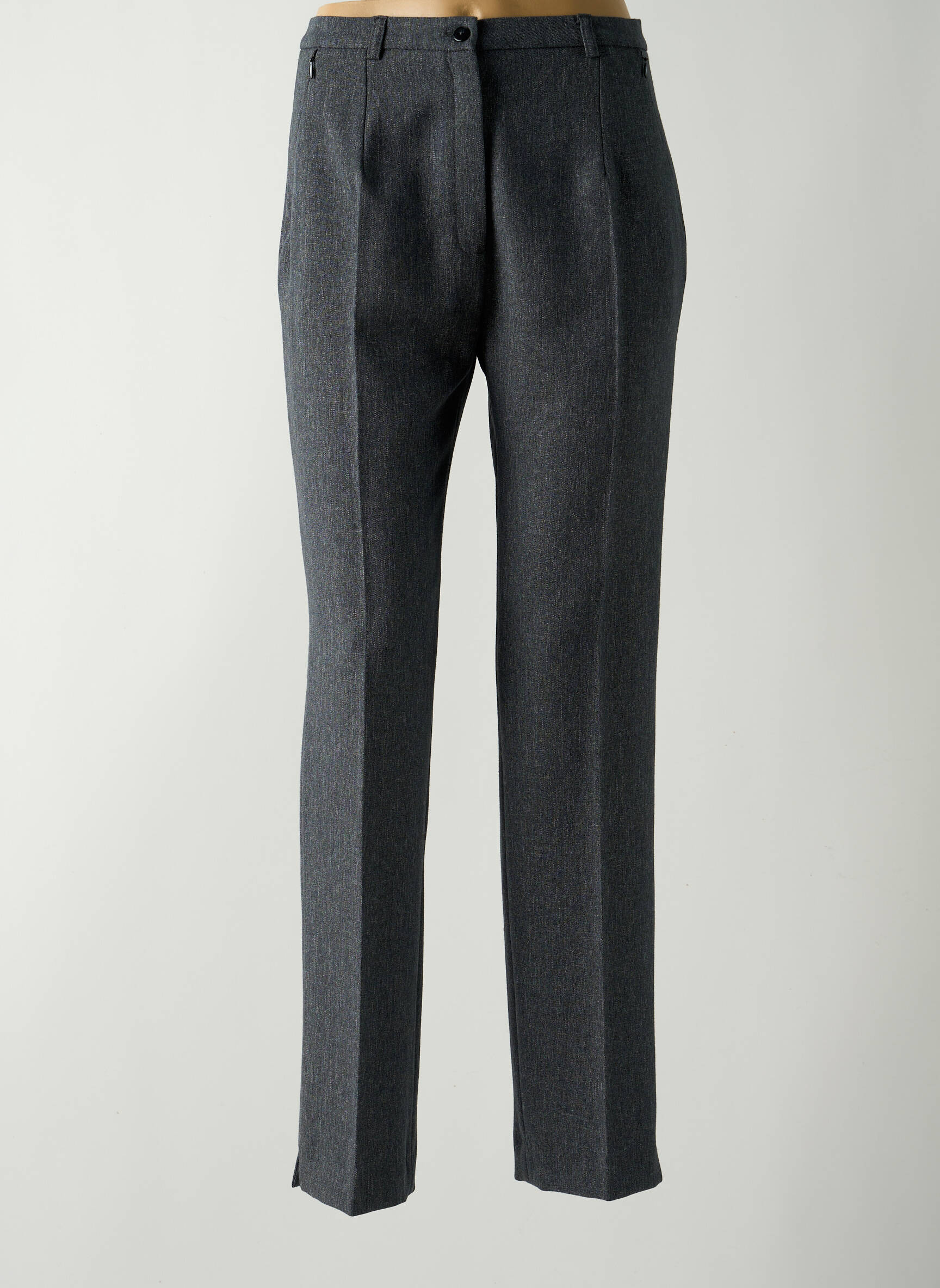 Pantalon droit fermeture zippée sous rabat boutonné taille normale gris GUY DUBOUIS femme