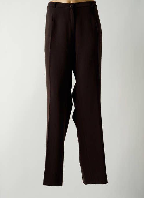 Pantalon droit fermeture zippée sous rabat boutonné taille normale marron GUY DUBOUIS femme