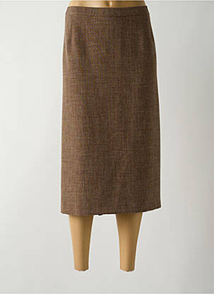 Jupe mi-longue taille à pinces marron GUY DUBOUIS femme