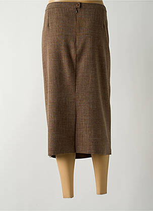 Jupe mi-longue taille à pinces marron GUY DUBOUIS femme