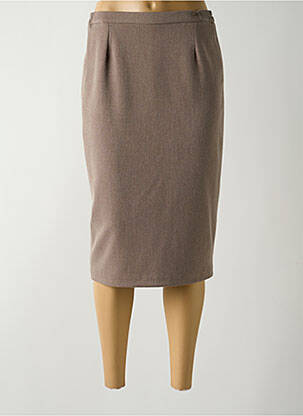 Jupe mi-longue taille à pinces marron GUY DUBOUIS femme