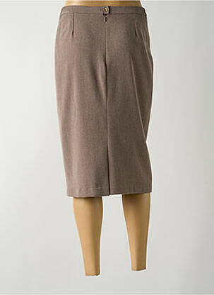 Jupe mi-longue taille à pinces marron GUY DUBOUIS femme