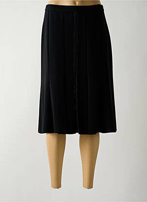 Jupe mi-longue coupe droite évasée sur le bas noir GUY DUBOUIS femme