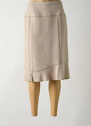 Jupe mi-longue coupe droite beige GUY DUBOUIS femme
