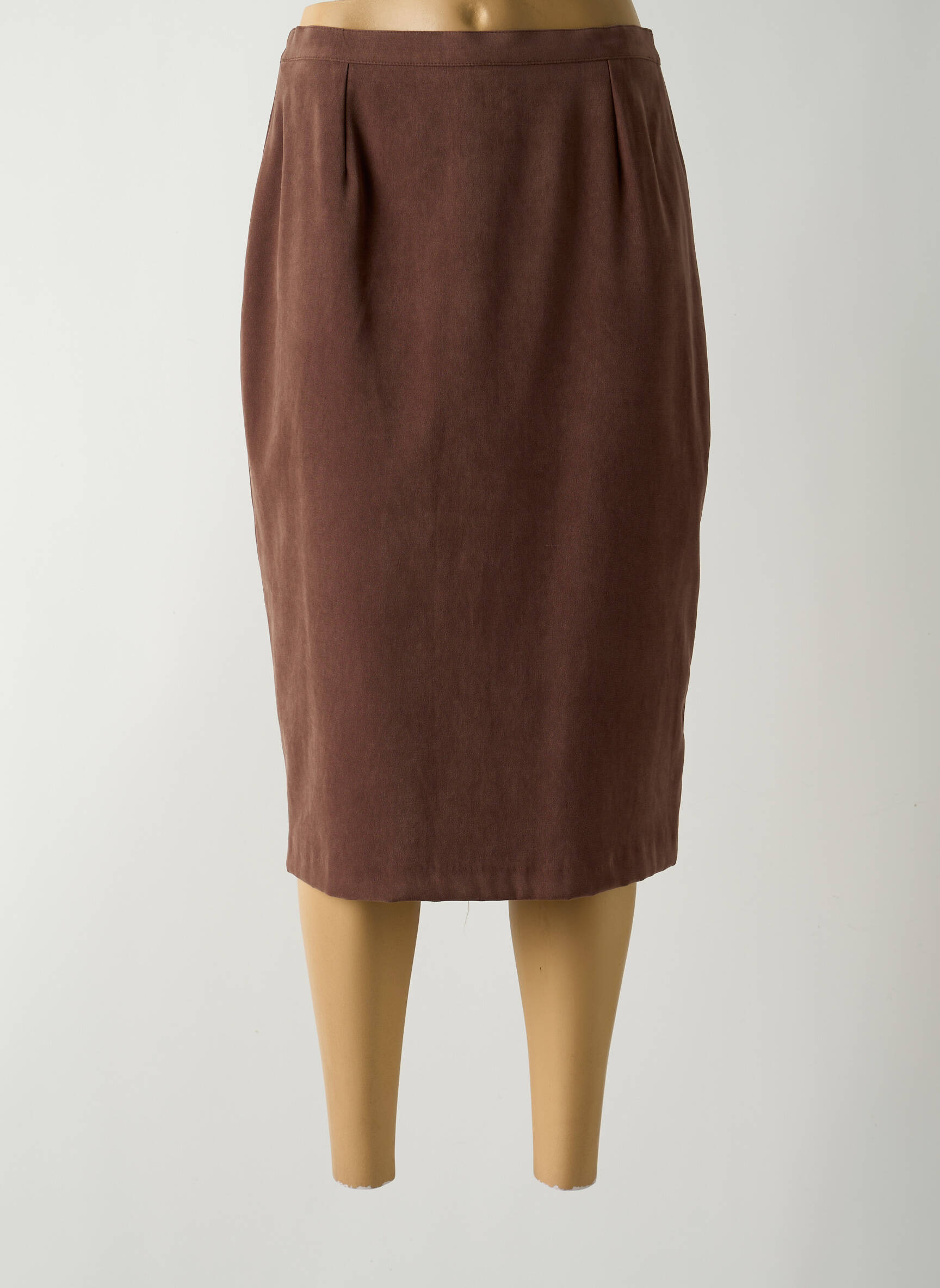 Jupe mi-longue taille à pinces marron GUY DUBOUIS femme