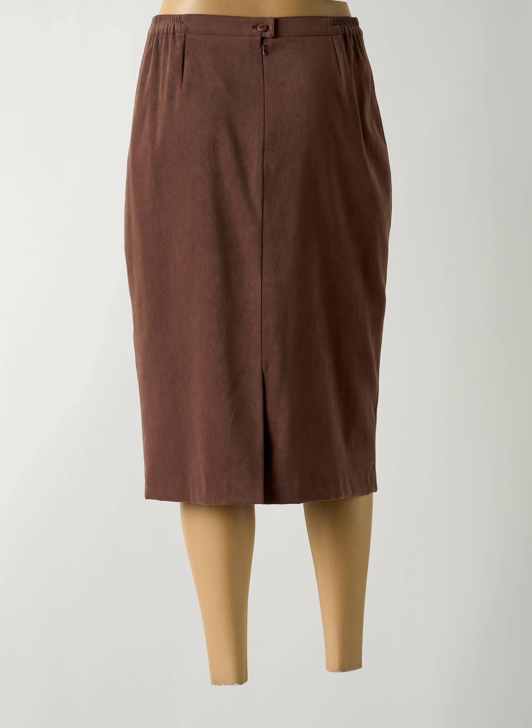 Jupe mi-longue taille à pinces marron GUY DUBOUIS femme