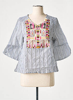 Top col v manches longues gris L33 femme