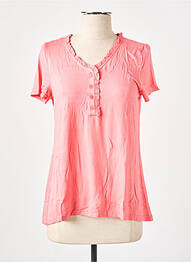 Top tissage jersey manches courtes rose VIRGINIE & MOI femme