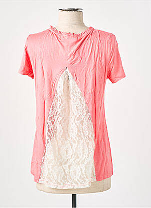 Top tissage jersey manches courtes rose VIRGINIE & MOI femme