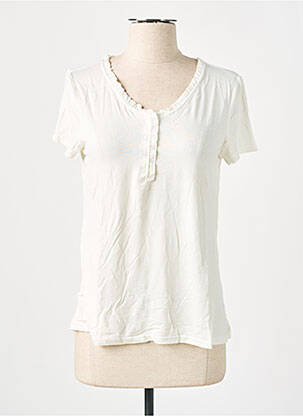 Top tissage jersey manches courtes beige VIRGINIE & MOI femme